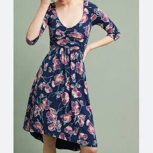 Anthropologie | Maeve Heppel Ruched Floral Dress Size Medium